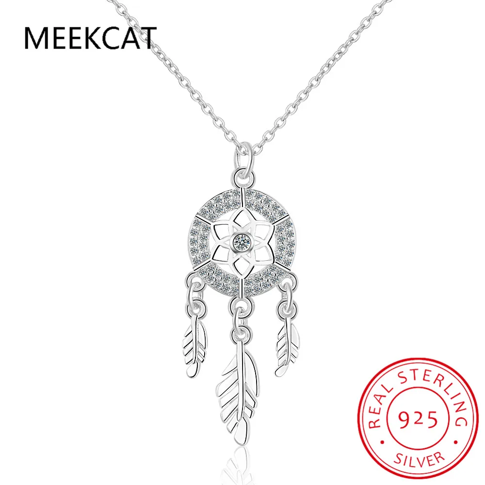 

925 Sterling Silver Dreamcatcher feather Charm Necklace Pendant Silver Dream Catcher Pendant Statement Choker Necklace GTLX487