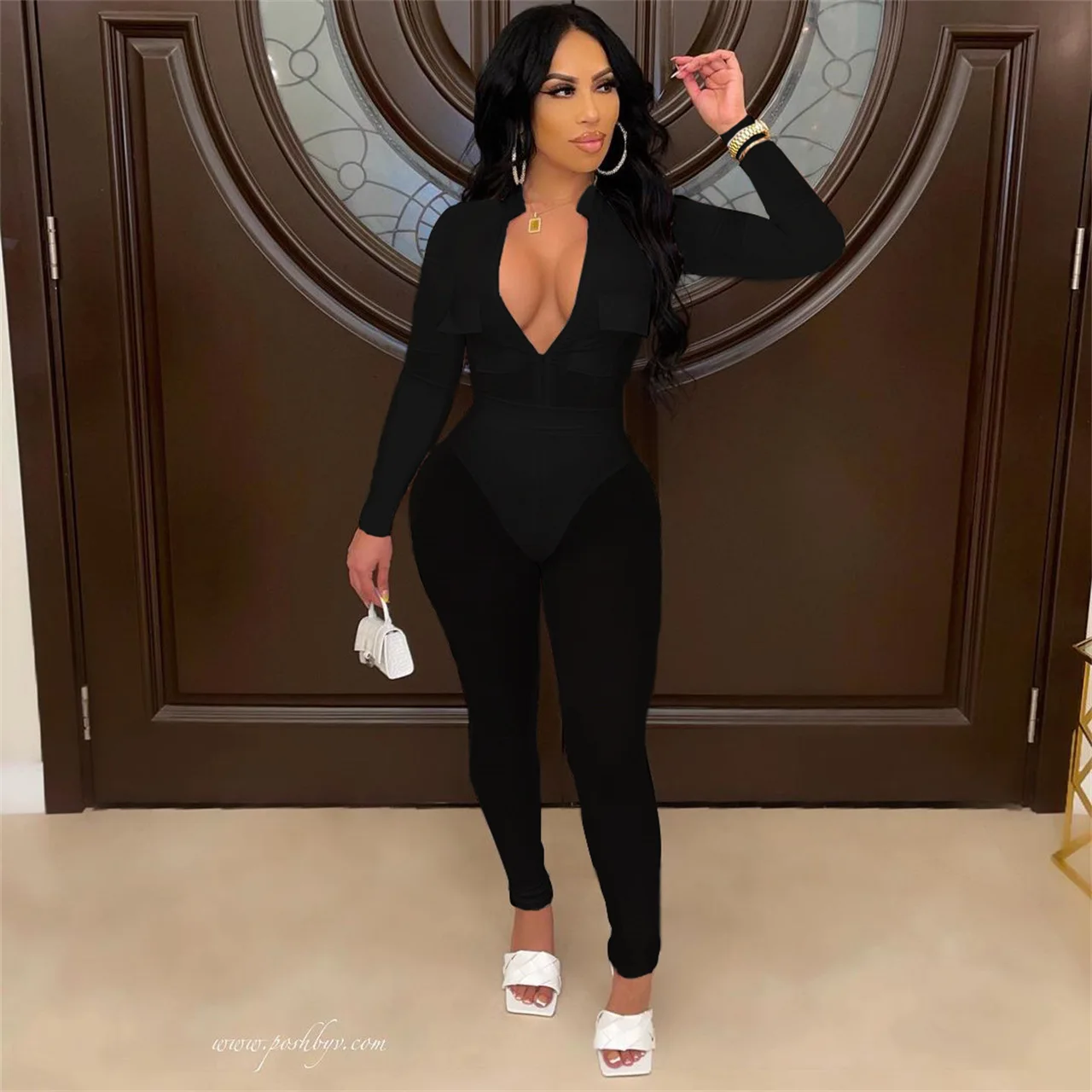 Боди с отложным воротником и длинным рукавом из сетчатого материала |