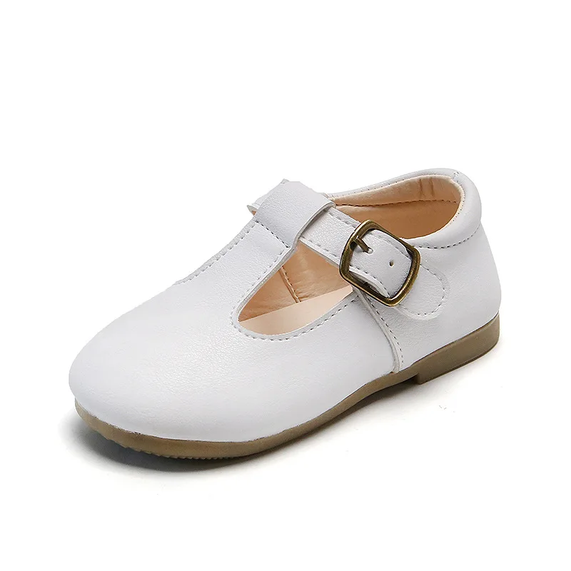 

Kids Shoes Baby T Strap Leather Shoes For Girls Boys Non-slip Toddlers 2021 Spring Autumn Children Buckle Strap Flats