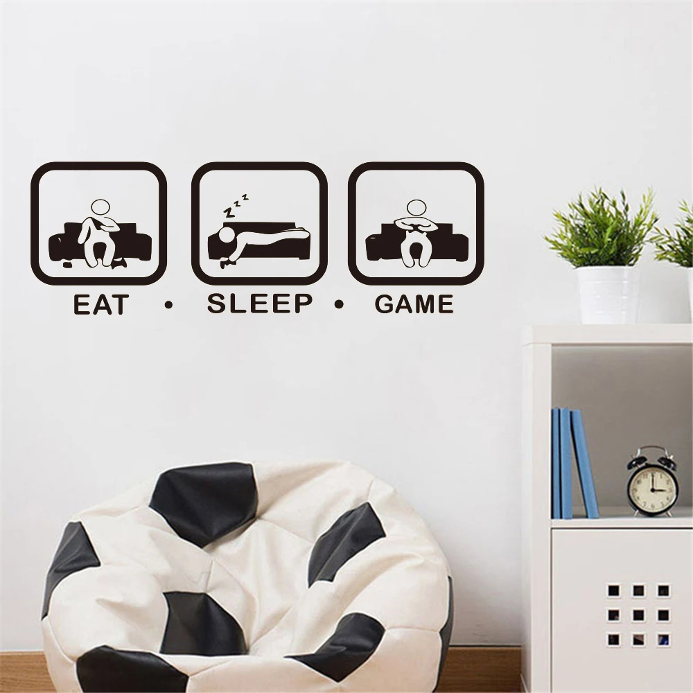 Eat Sleep настенный игровой стикер джойстик наклейки на стены искусства декора стен