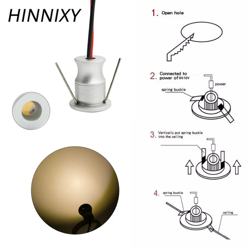 Hinnixy светодиодный мини IP65 водонепроницаемый точечный светильник для шкафа DC12V 15 мм отверстие под шкаф дисплей для ювелирных изделий Встраиваемая лампа