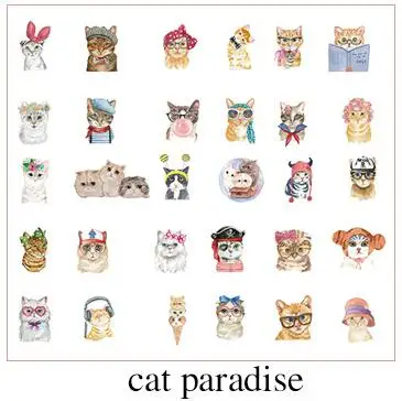 cat paradise 30 шт./упак. HD серной кислоты Бумага прозрачный Kawaii пуля журнал Стикеры одежда с принтом в виде собак Cat горшечные растения Еда для девочек школьные канцелярские принадлежности - Цвет: cat paradise