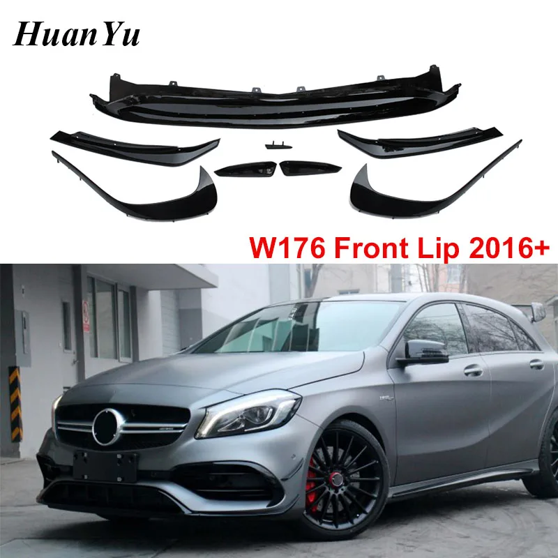 8 шт./компл. W176 Facelift передняя губа с каналками для Mercedes benz класса A спортивного типа