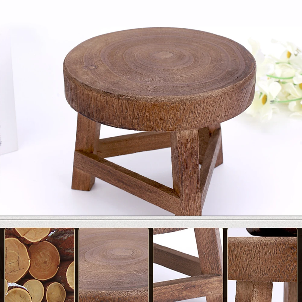 

7inch Hotel Balcony Home Multifunction Indoor Flower Pot Adult Kids Living Room Durable Modern Wooden Mini Stool Display Stand
