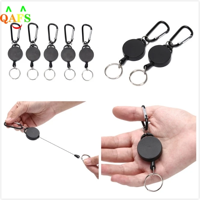 

Resilience Wire Rope Elastic Keychain Recoil Sporty Retractable Key Ring Anti Lost Yoyo Ski Pass ID Card