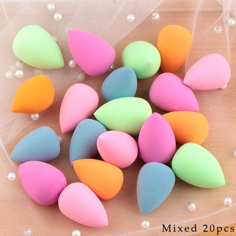 mix 20pcs Мини-спонж для макияжа в форме капли воды, мягкая основа для макияжа, спонж для консилера, безупречный смешанный косметический спонж для макияжа - Цвет: mix 20pcs
