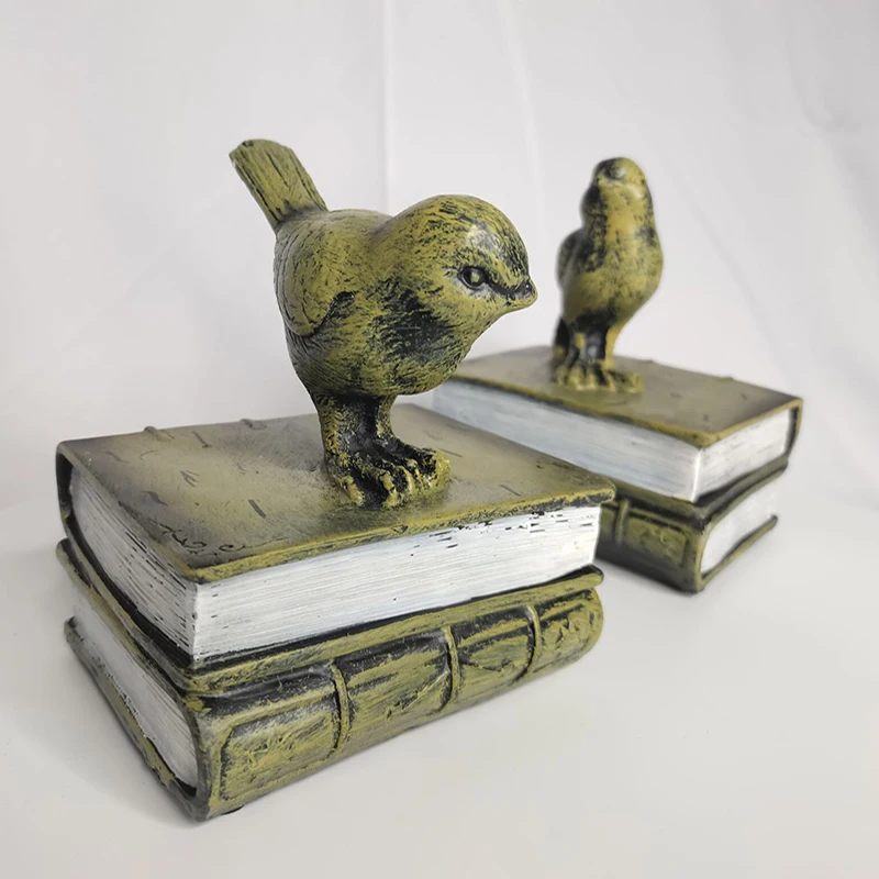 Винтажный книжный наконечник с птицами из смолы для полок держатель подставка