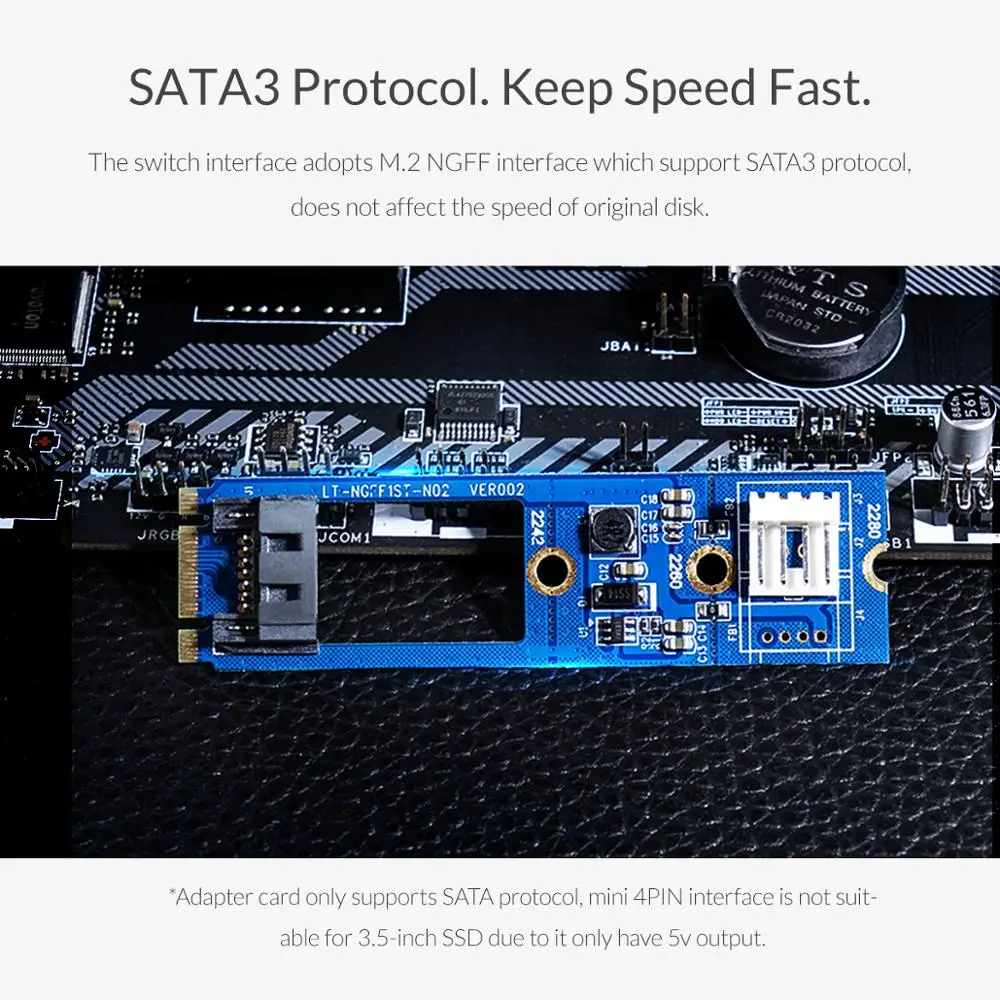 Адаптер ORICO SATA 7PIN к M.2 адаптер NGFF с адаптером питания SSD для 2242 2260 2280 3 | Компьютеры и