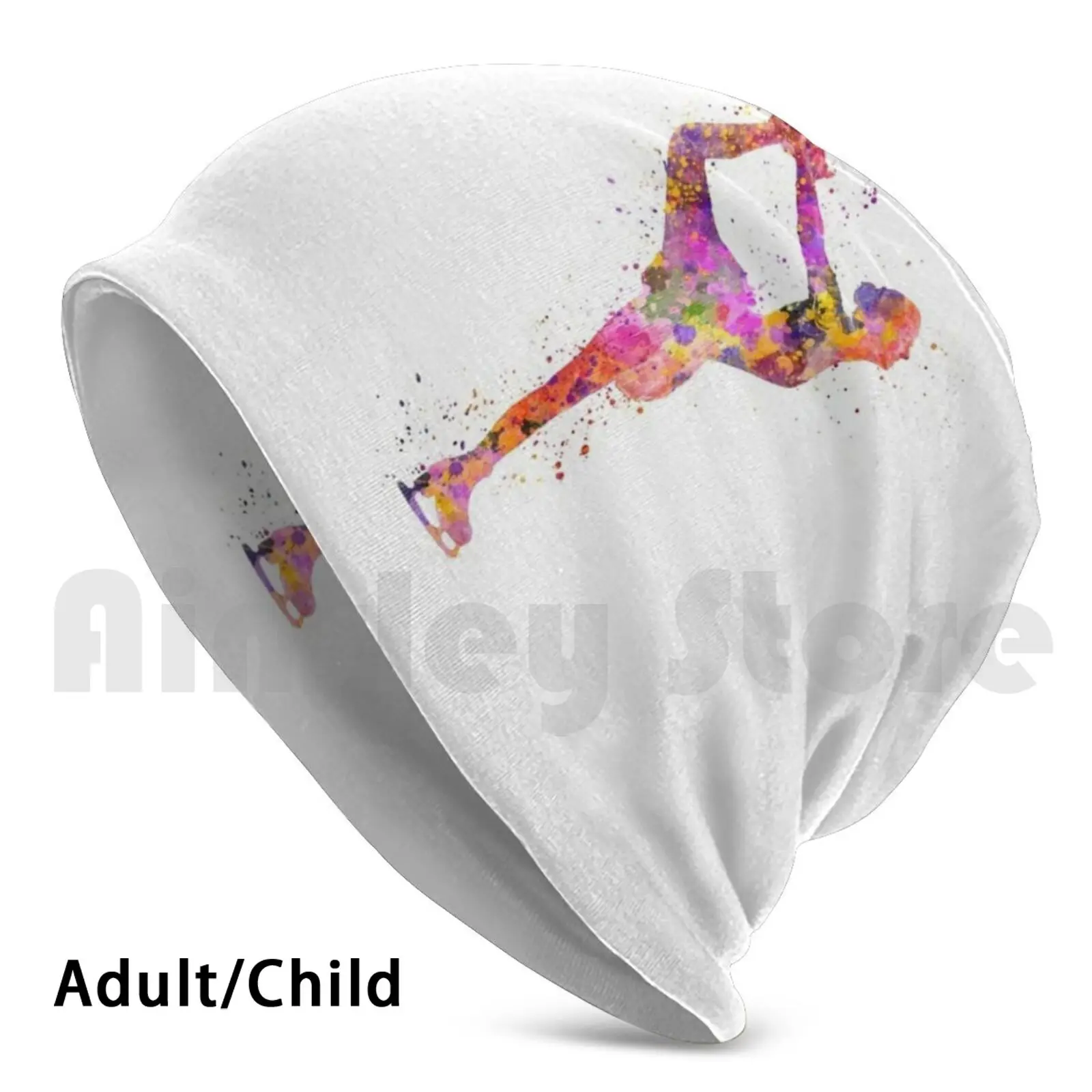 Вязаная шапка для фигурного катания 2 в акварель с брызгами | Аксессуары одежды