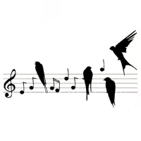 fun music and bird decals high quality car window decoration personality pvc waterproof decals blackwhite 17cm10cm