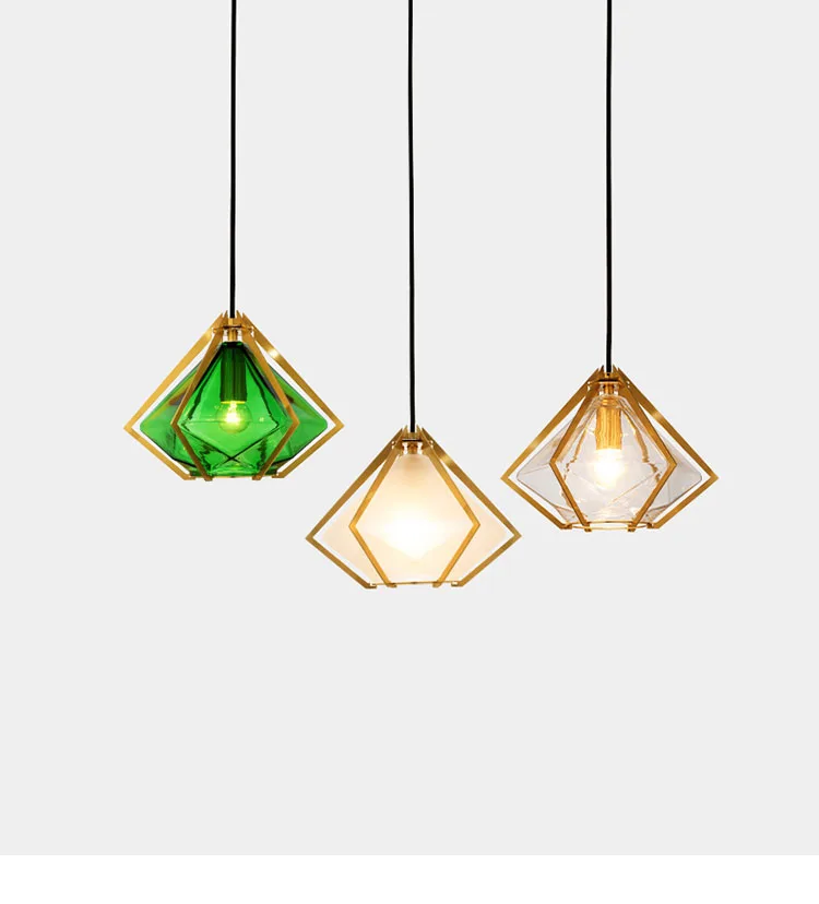 1 pc Glass Diamond pendant Light for Home Restaurant Bar lighting Green lamp wedding Mini E14 Led children lamp|Подвесные