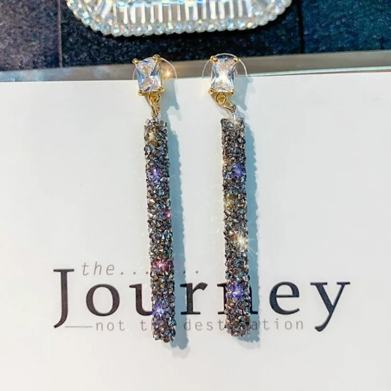 2021 New Fashion Arrival Crystal Classic Geometric Long Dangle Earrings For Woman Female Jewelry Korean Simple Brincos |