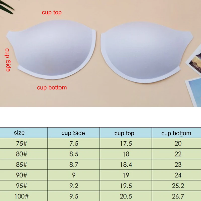 1Pair Sew In BRA CUPS Pads Push Up Swimwear Dress Corset Soft Foam Black Or White