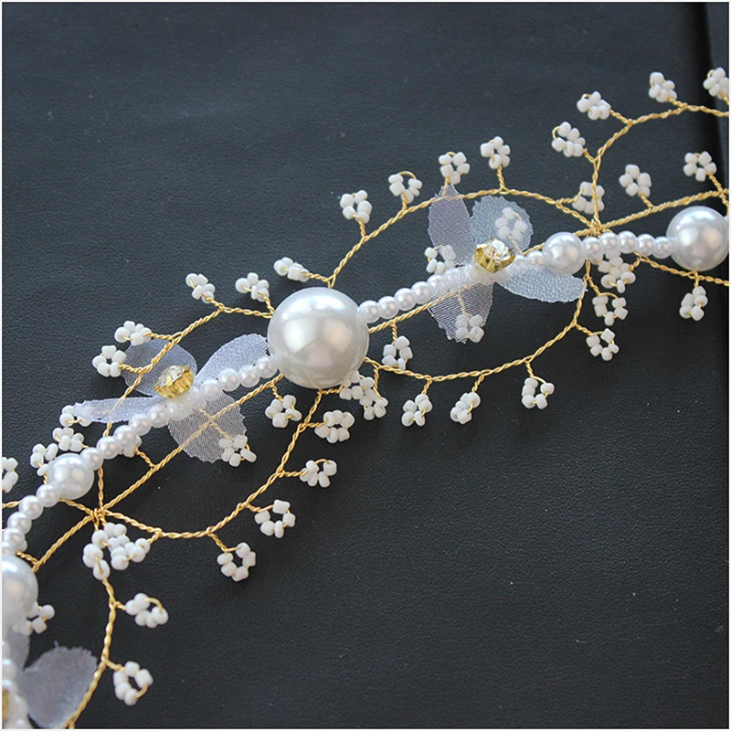 NiuShuya лента Ручной Работы Стразы кристалл жемчуг Цветочная свадебная тиара