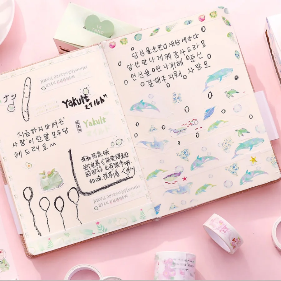5 шт./упак. креативные небесные Васи клейкие Ленты Kawaii DIY наклейки морская бумага