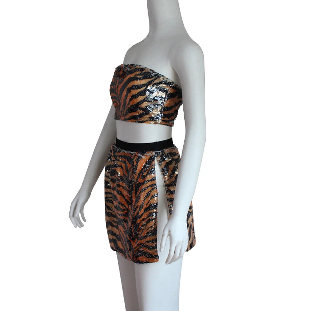 Tigerskin Печатный Женский комплект 2 шт. укороченный топ в сетку женские