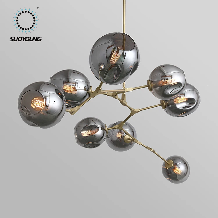 Дымчатый цвет люстра стеклянная лампа абажур светодиодные подвесные