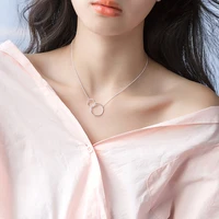 anenjery double circle interlock clavicle short necklace silver color necklace for women collares