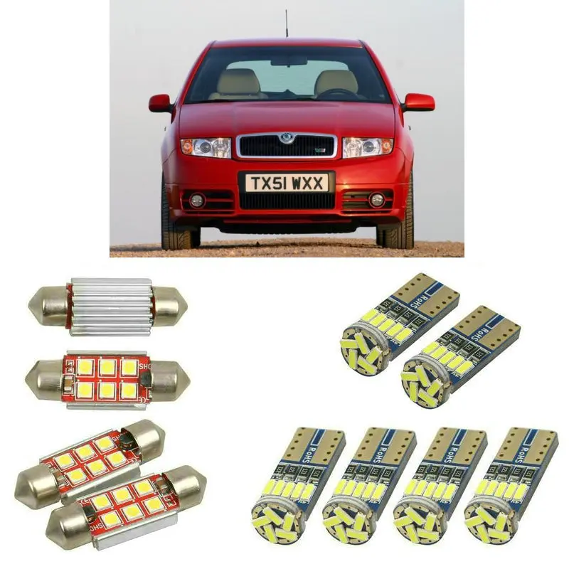 

Interior led Car lights For Skod-a fabia mk1 6y2 hatchback combi 6y5 estate saloon 6y3 car accessories License Plate Light 10pc