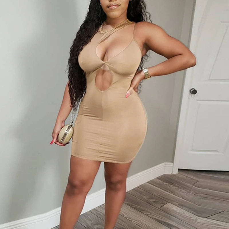 

Hollow Out Dress Women Summer Sleeveless Bodycon Rompers Dress Female Streetwear Sexy Club Wear