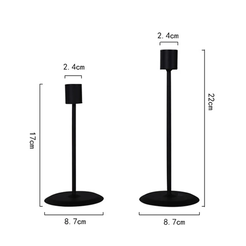 

2PCS Wrought Iron Candle Holder Black Candlestick Wedding Table Decorations Romantic Candlelight Dinner Home Hotel Candle Stand