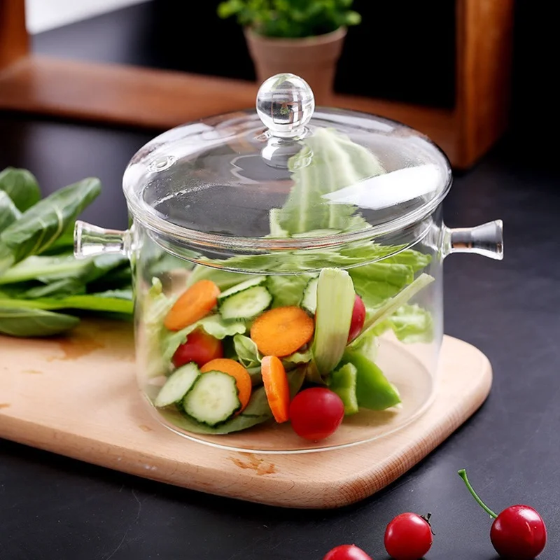 Household Transparent Glass Soup Pot Kitchen Heat-resistant Porridge Pot Home Glass Bowl Kitchen Cooking Tools