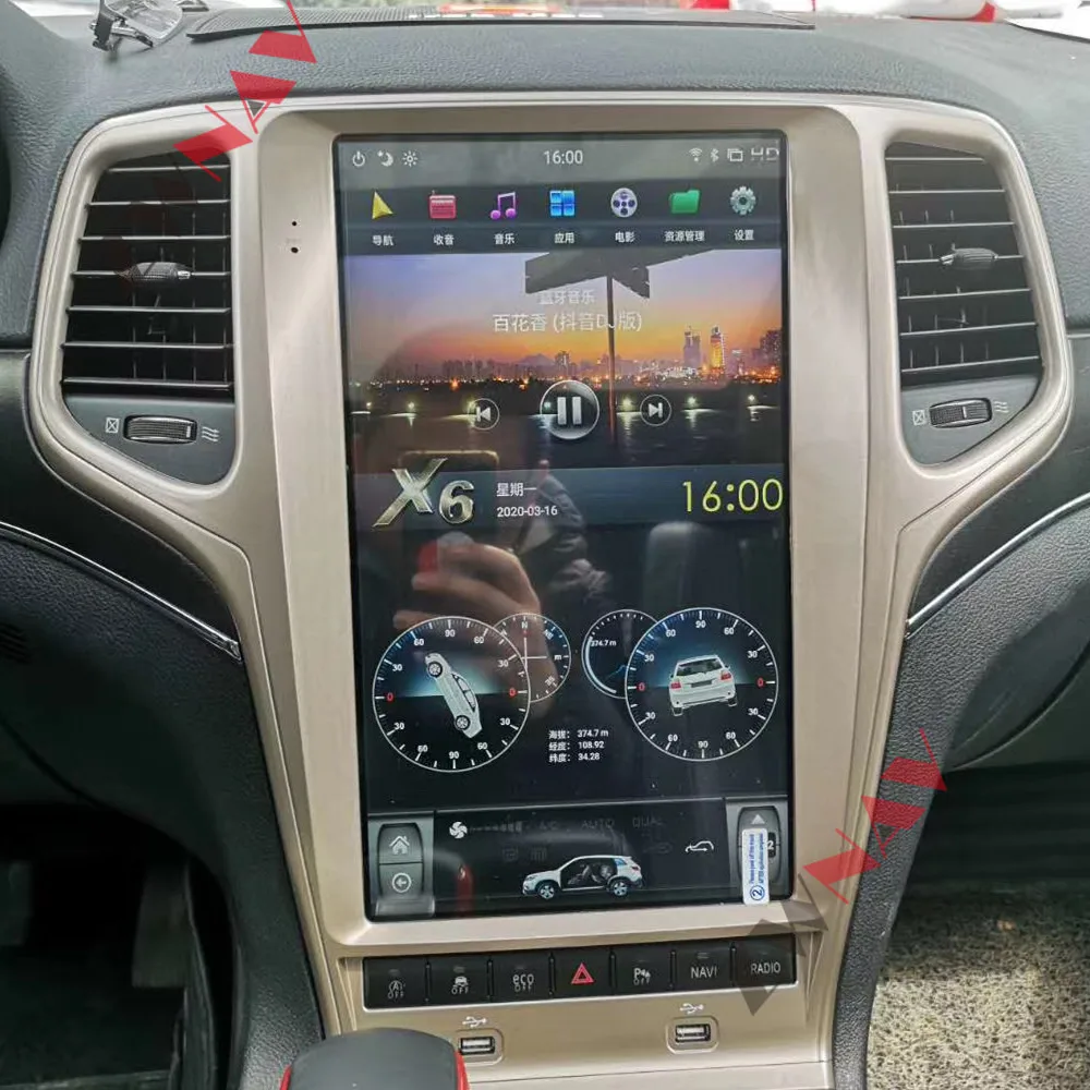 13 6 дюймовый Android 9 PX6 4 + 128 ГБ Tesla с DSP Carplay Автомобильный мультимедийный плеер для Jeep
