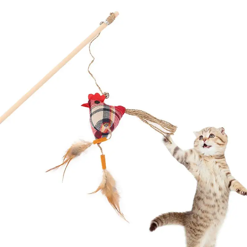1 шт. Дразнилка перо игрушки котенок Забавный цветной жезл кошачья палочка
