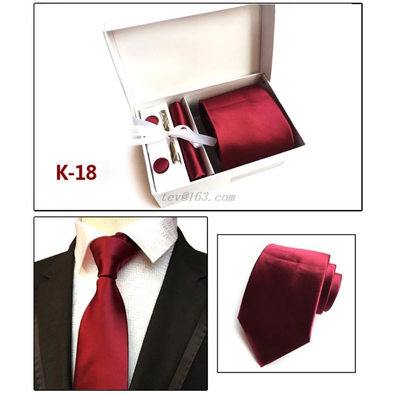 

6Pcs Men Business Necktie Cufflinks Handkerchief Clip Set Valentines Gift Geometric Jacquard Wedding Party Accessories 21 Colors