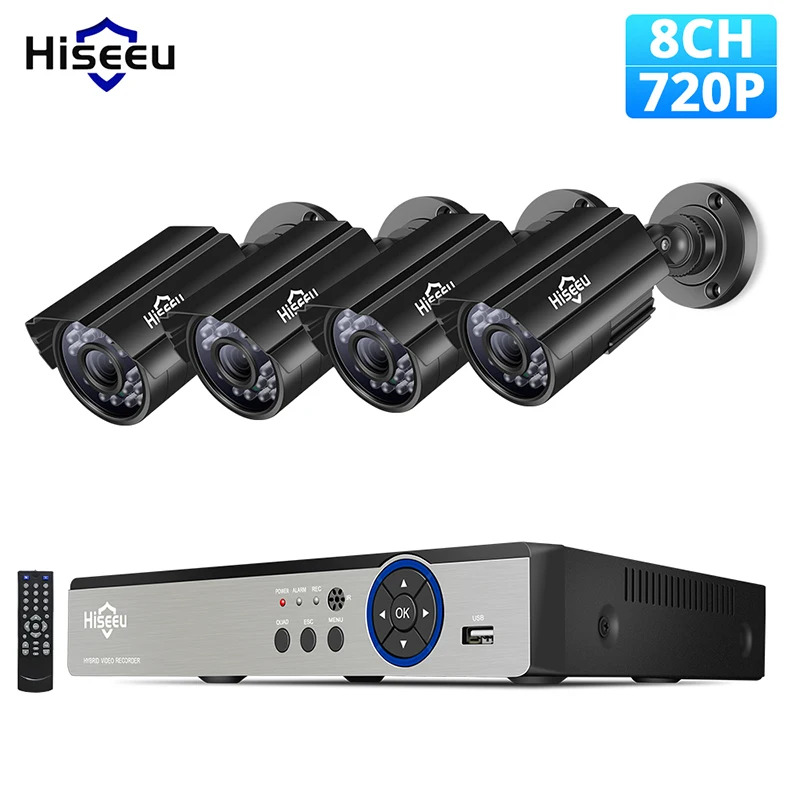 720P Hiseeu 8CH 5.0MP камера безопасности комплект 4 шт. 720P 1080P 1920P AHD Водонепроницаемая уличная камера комплект наружного видеонаблюдения - Цвет: 720P