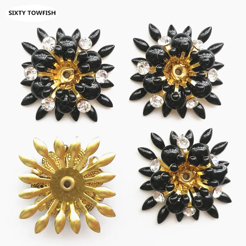 5 Pieces/lot 8 styles Copper Filigree Rhinestone Flower Slice Charms Base Setting DIY Jewelry Accessory Findings - Цвет: 020-21mm