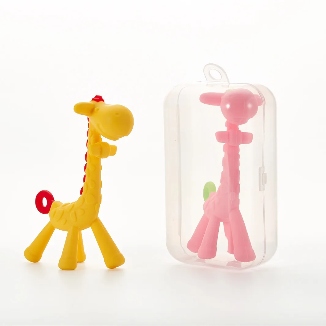 Mordedor de silicona de grado alimenticio para beb&eacute;, juguete para morder, sin BPA, con dibujos de animales coloridos-1