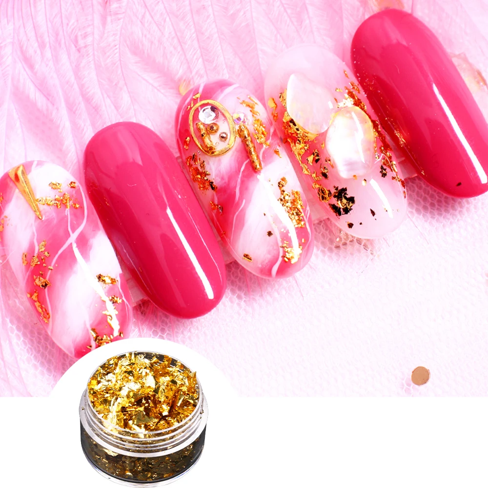 Искусственные хлопья для золотых листьев украшения ногтей живопись скользящие