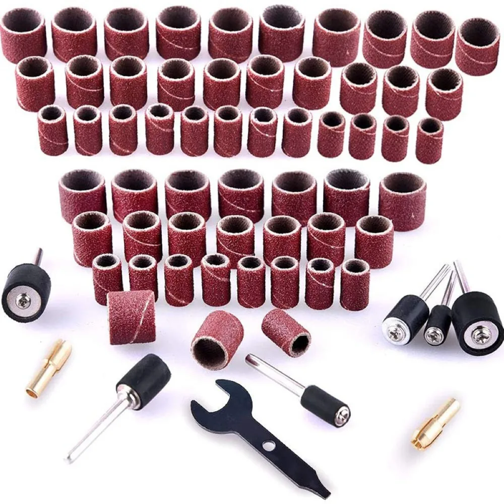 

384 PCS Sanding Band Sleeves Drilling Nail Grinding Parts Polishing Work Drum Sander Set Rotary Tool Mandrels for Dremel