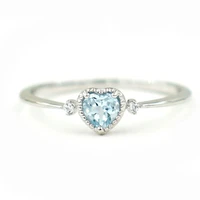 14k white silod gold ring for women christmas heart blue diamond fine jewelry for luxury wedding bands bohemia gold rings women