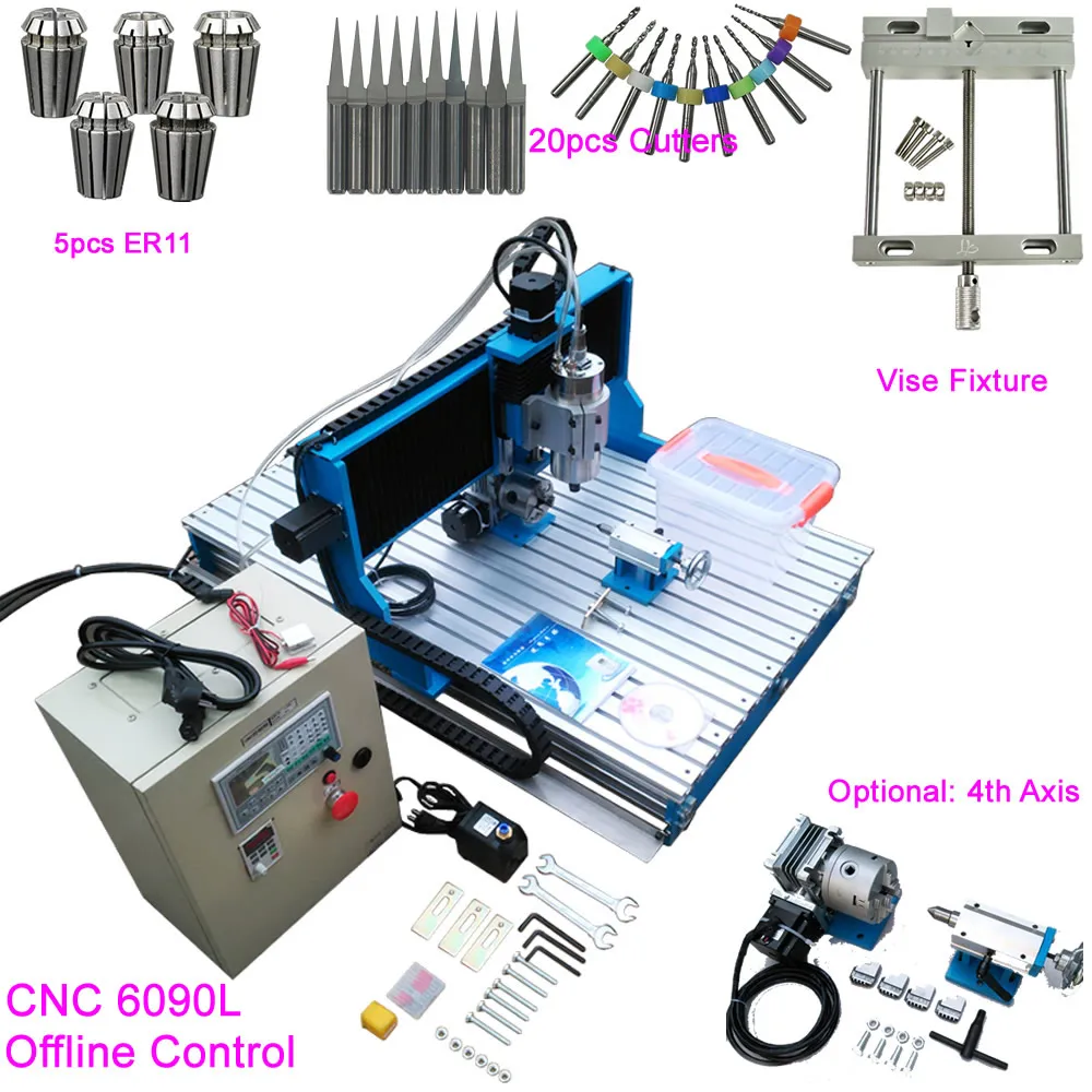 

DSP Controller System 6090 CNC Router Engraver 1.5KW 2.2KW 4 Axis PCB Cutting Milling Machine Linear Guide Rail TRH20