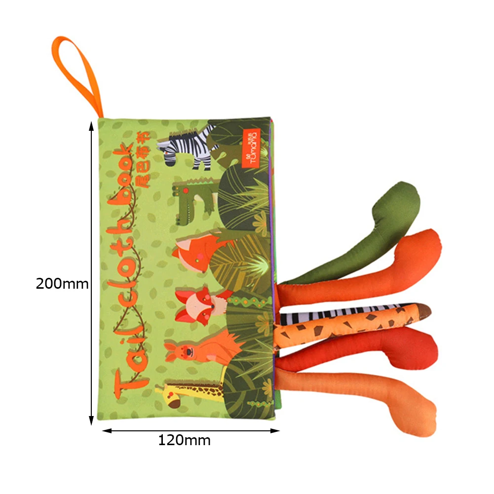 

Baby Tail Cloth Book Safety Early Education Animal Cognition Enlightenment Toys 3D Montessori Toy Cartoon Rattle with Lanyard#38