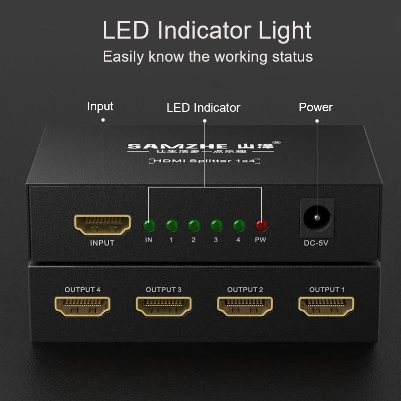 SAMZHE 4K * 2K HDMI сплиттер коммутатор 1 вход 4 выход/2 выход 30 Гц 1080P для ноутбука
