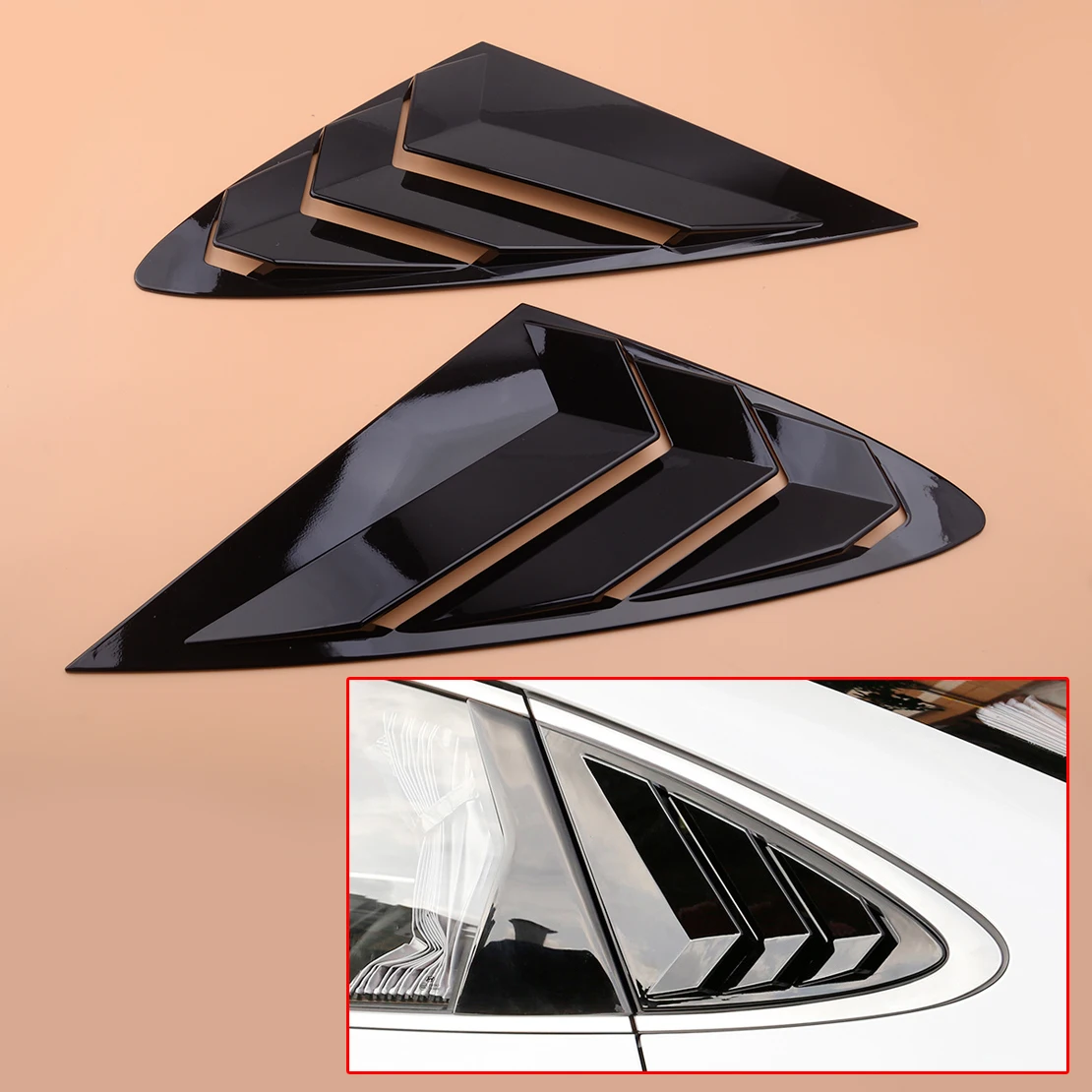 

1Pair ABS Car Auto Rear Side Window Vent Scoop Louver Glossy Black Fit For Hyundai Sonata DN8 2020 2021