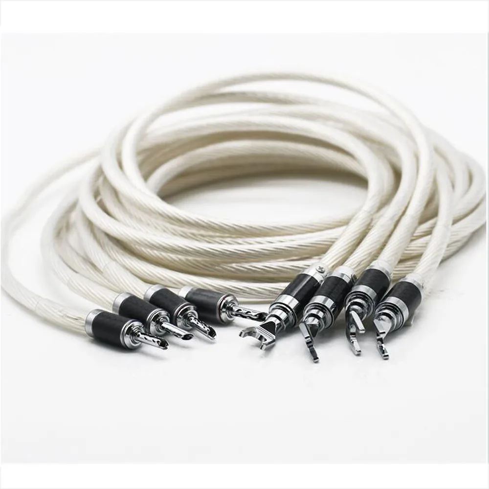 Hi-End 5N OCC посеребренный Hi-Fi кабель для динамика провод с вилкой типа банан-лопата