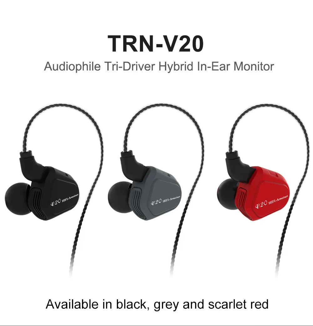 TRN V20 BA + DD гибридные металлические наушники вкладыши HIFI DJ Monito спортивные для бега