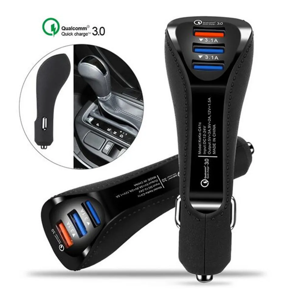 QC3.0 3 порта USB Автомобильное зарядное устройство мобильный телефон автомобильное