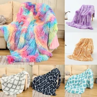 shaggy throw blanket soft long plush rainbow throw bed cover blanket coral fluffy faux fur bedspread blankets for bed couch sofa