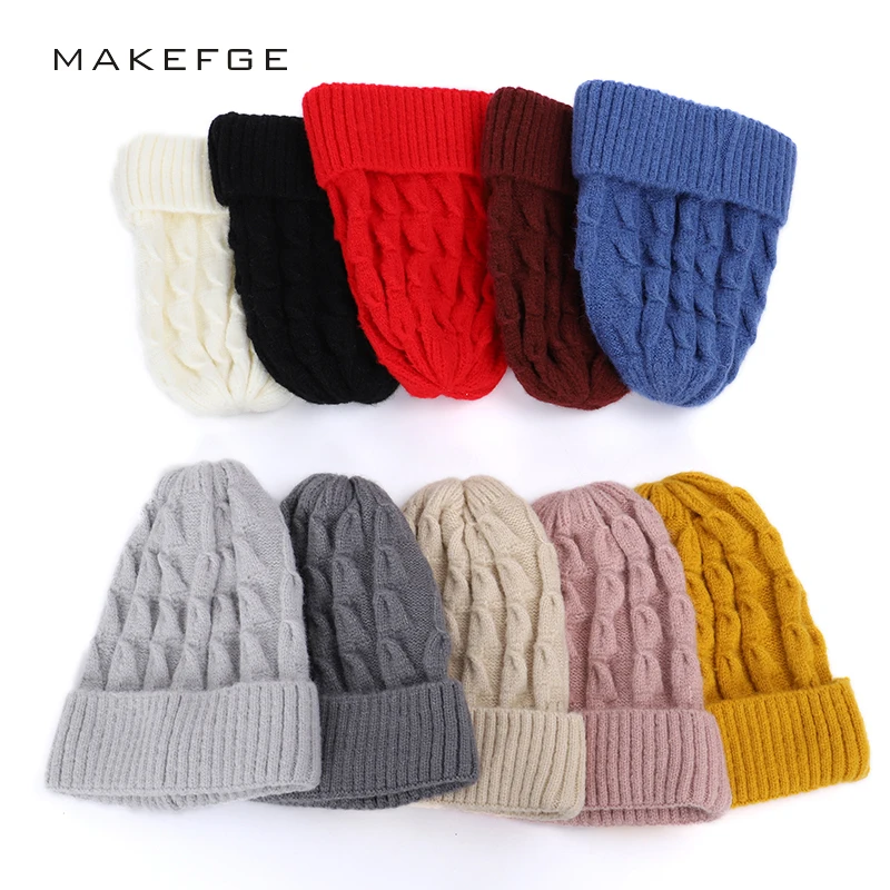 2019 однотонная шерстяная женская вязаная шапка зима теплая твист Лыжная