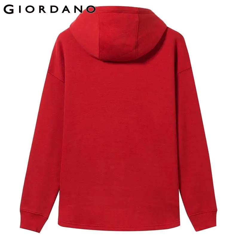 Giordano Для женщин пальто с капюшоном и длинным рукавом с флисовой подкладкой; толстовка с капюшоном с завязки на одежде Mujer Kanga карманом Теплые Топы 05329782