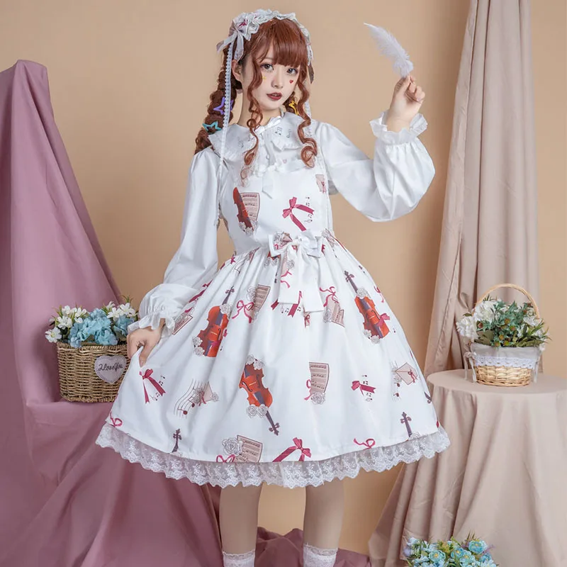 

Lolita Jsk Dress Women Japanese Harajuku Style Sweet Soft Sister Cute Bow Kawaii Princess Suspender Dresses Cute Loli Dress Y2k