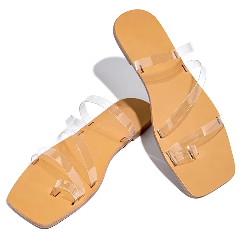 

Summer Women Sandals Outdoor Casual Beach Flat Silppers Female Slippers Solid Color Square Toe Ladies Slides Fashion Women Shoes