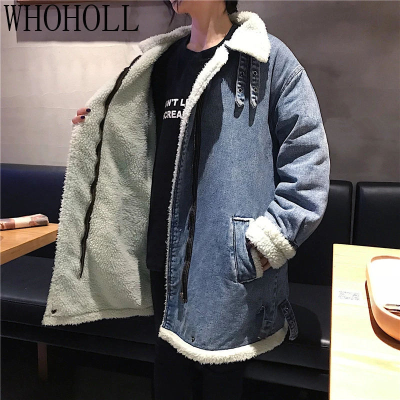 

Casual Thick Warm Blue Winter Coat For Women New Student Style Autumn Lamb Wool Jeans Denim Jackets Snow Basic Female Coat