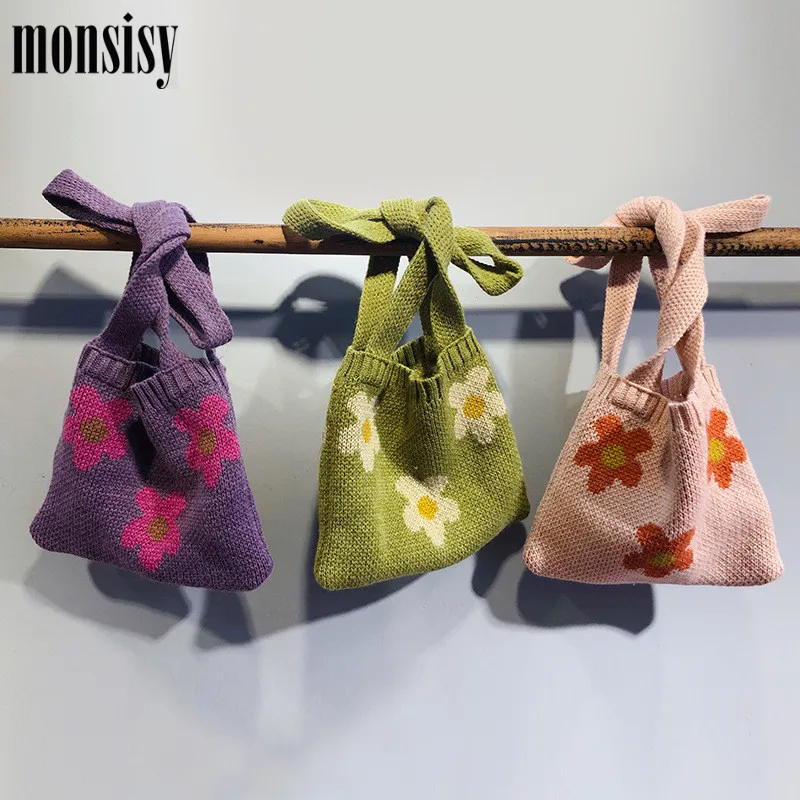 Monsisy зимние шерстяные сумки через плечо для мальчиков и девочек вязаные покупок