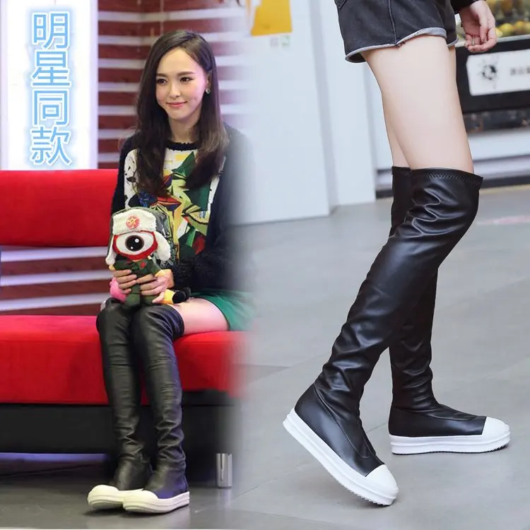 Женские сапоги выше колена черные повседневные Сапоги на осень и зиму 2021 | Обувь